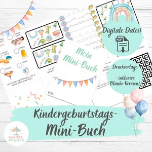 Minilibro de cumpleaños para niños | Personalizable e imprimible | Actividad creativa para niños | Juego de cumpleaños | Plantilla de manualidades | Alemán