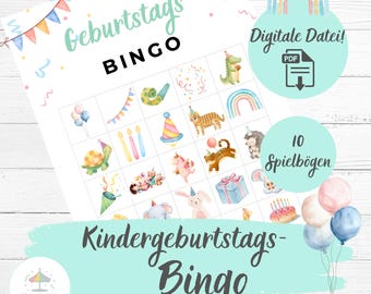 Birthday Bingo for Kids | Printable Party Game | Children's Birthday Game | Birthday Bingo Game | Birthday Game | German
