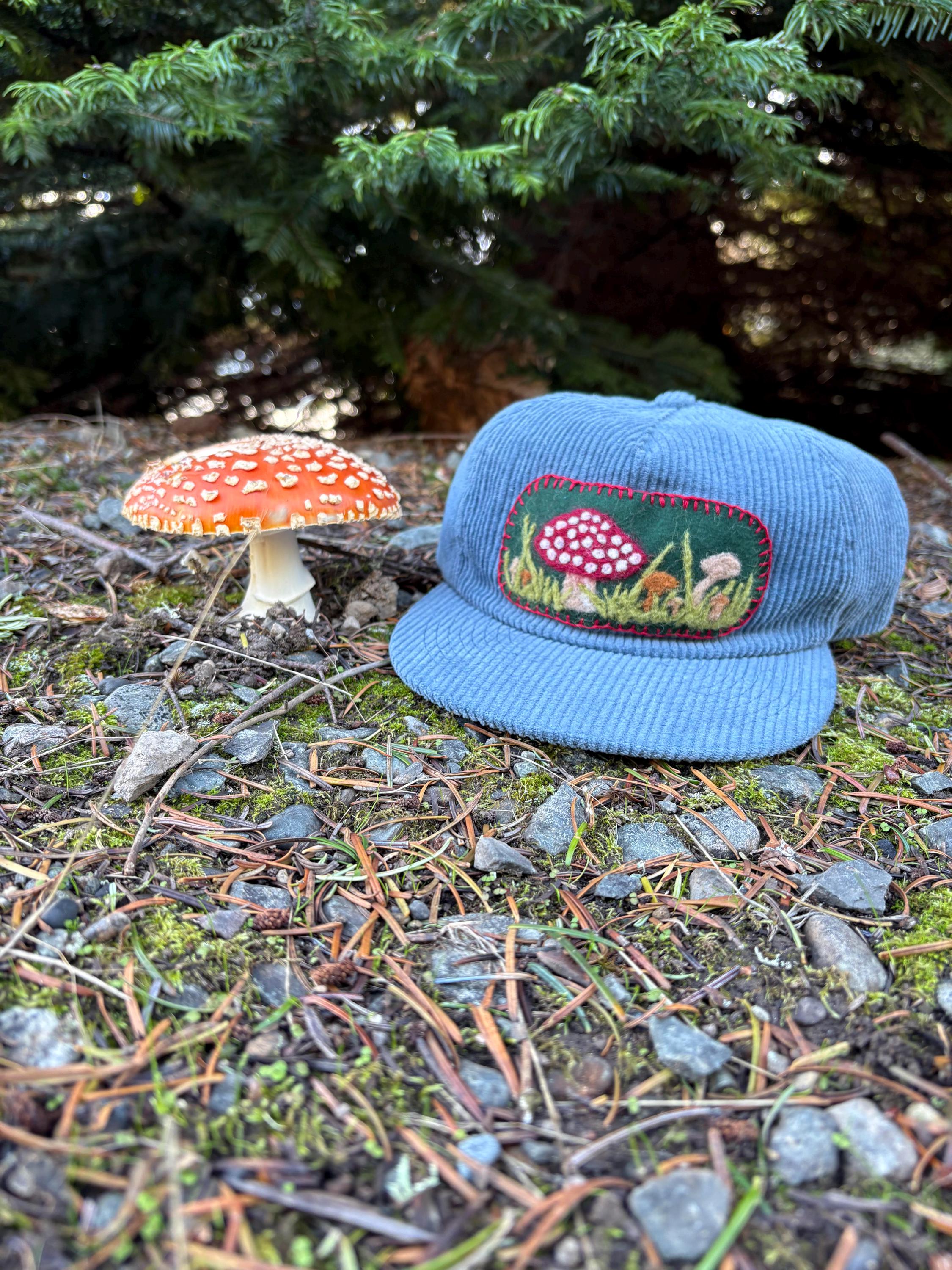 MUSHROOM Fungi Beige CORDUROY Strapback 5-Panel Nature Hat Valley Cruise Press‎ Mushroom Garden 5-Panel Hat - Crewel and Unusual main image 4