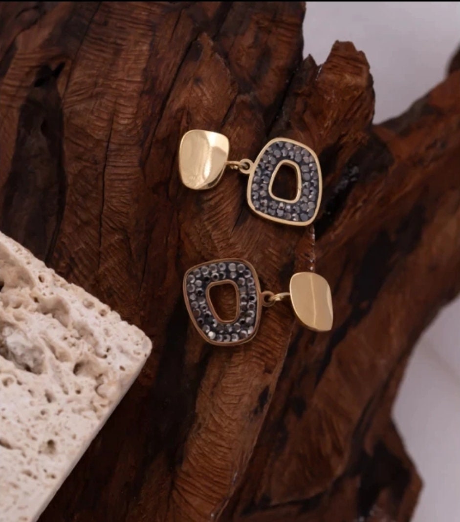 Pendientes ~ Cristal De Murano Hecho A Mano ~ Verde Oliva Y Latón Antiguo - España