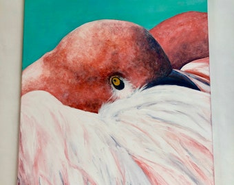 Acrylbild Baby Flamingo