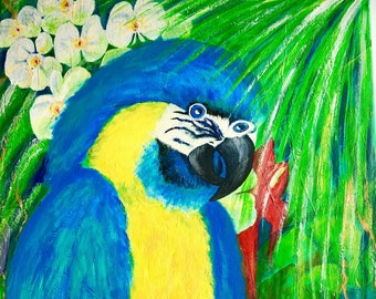 Acrylbild Papagei "blauer Ara"