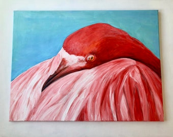 Acrylbild Flamingo