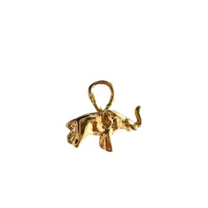 Pendant 925 Sterling Silver gold plated elephant golden necklace pendant charm 3D