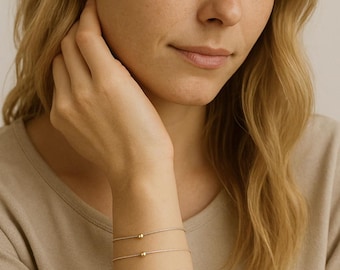 Bracelet nylon pearl 925 silver / gold filled rosè minimalist bracelet friendship bracelet delicate adjustable pearl bracelet sliding knot