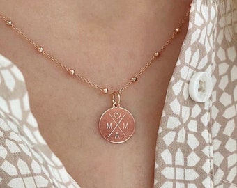 Personalized family necklace with engraving, 925 sterling silver necklace, chain, engraved pendant, ball chain, name necklace, initial engraving plate, delicate