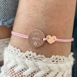 Pulsera con corazón grabado, pulsera con nombre personalizado, regalo para bautizo, cumpleaños, grabado de nombre, pulsera de la amistad, comunión, niñas, niños