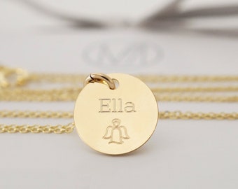 333 Gold Taufe Halskette personalisierbar Geschenk Kommunion Taufkette Gravur Kette Anhänger individualisierbar Gravurplättchen Namenskette