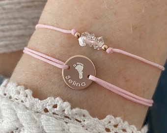 Armband Gravur Fußabdruck Pfotenabdruck Babyfüsse Hand Fuß Abdruck Gravurarmband Namensarmband personalisiert verstellbar Geschenk Mutter