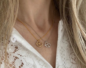 Pretzel necklace silver-plated gold-plated traditional dirndl costume jewelry dirndl necklace 43 cm