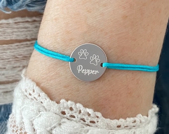 Paw Dog Cat Pet Bracelet Name Engraving Friendship Bracelet Engraved Bracelet Puppy Animal Bracelet Engraving Plate Paw Print Gift