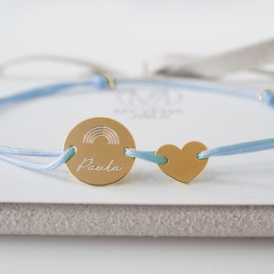 Pulsera de corazón de nailon con grabado personalizado, pulsera con nombre para mujer, ajustable, regalo individualizado, San Valentín, mujer, novia