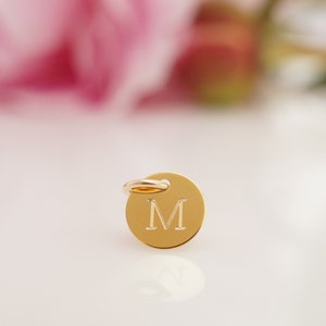 8mm 585 Gold Dein Text Gravuranhänger Kettenanhänger  Anhänger Buchstabe personalisierbar Gravur Name Geschenk Gravurplättchen Initial