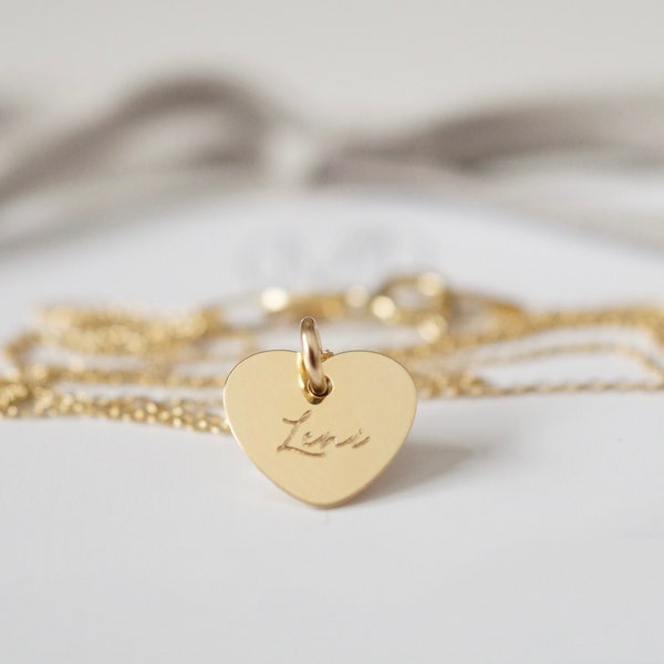 585 gold necklace heart customizable gift engraving chain pendant customizable engraving plate name chain