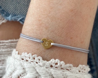 Heart bracelet delicate friendship bracelet filigree personalized nylon engraving adjustable name bracelet initial gift Valentine's Day women