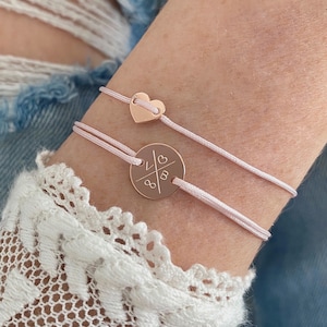 Pulsera de corazón grabada: pulsera personalizada, pulsera con nombre, pulsera de la amistad, pulsera familiar, regalo para novia, familia y madrina.