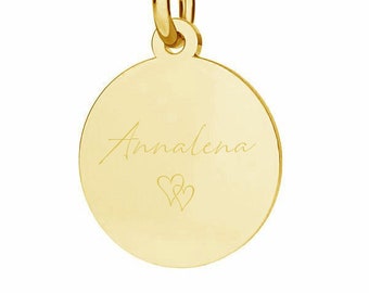 585 Gold Anhänger Gravur Gravurplättchen Geschenk Geburt Taufe Kindername personalisierbar individualisierbar Gravuranhänger für Kette Name