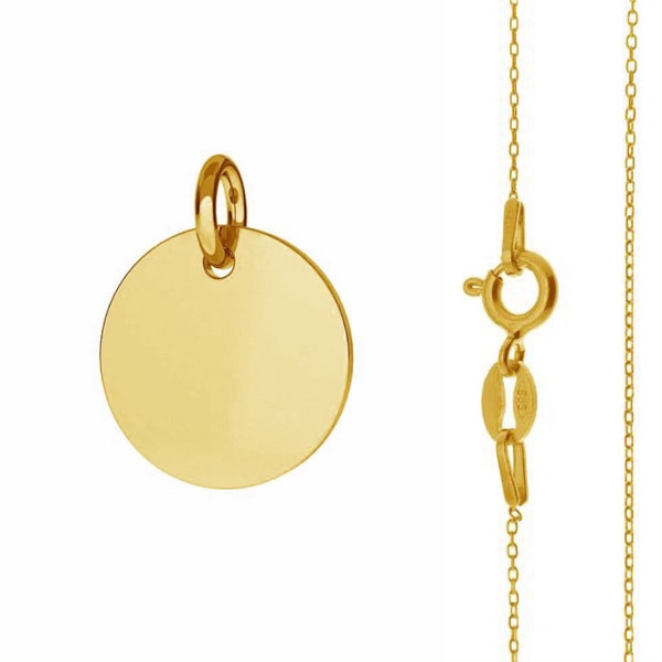 585 gold engraving chain plate pendant customizable filigree necklace engraving plate customizable 10 mm engraving pendant