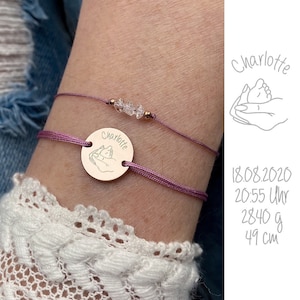 Pulsera con grabado de pie de bebé en nailon ajustable, placa de grabado personalizada, pulsera con huella, regalo para mamá, madre, nacimiento, pies de bebé, nombre del niño