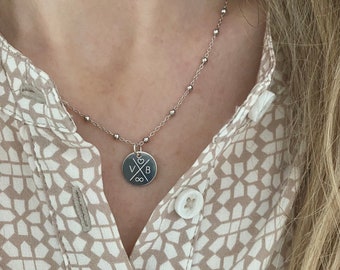 Personalized family necklace with engraving, 925 sterling silver necklace, chain, engraved pendant, name necklace, initial engraving plate