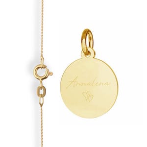 585 14k or 333 gold engraving chain plate pendant customizable filigree necklace engraving plate personalizable gift baptism