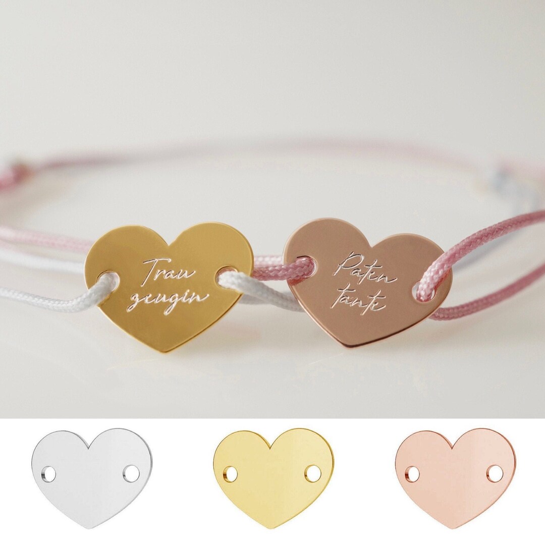 Bracelet Heart Maid of Honor Godmother Engraving Personalized