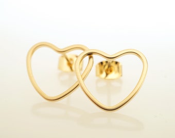 15mm Herz Ohrstecker vergoldet Ohrringe