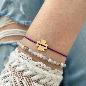Pulsera de oro 333 con trébol, pulsera de la suerte, pulsera de la amistad, cadena para el brazo, oro real, joyería auténtica, amuleto de la suerte, regalo, grabado inicial