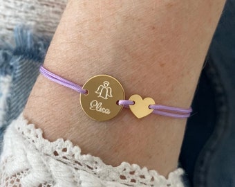 Bracciale con incisione personalizzato cuore regalo battesimo compleanno nome braccialetto incisione nome amicizia braccialetto comunione ragazze bambini