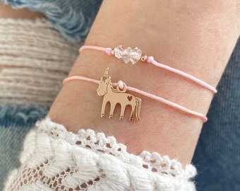 Bracelet girl gold unicorn friendship bracelet children&#39;s bracelet nylon fabric size adjustable gift girl school enrollment baptism birthday