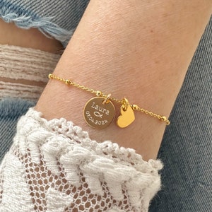 Engraved bracelet, baptism, communion, name bracelet, arm chain, bracelet with heart, name, family bracelet, friendship bracelet, engraved gift for girlfriend