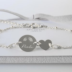 Pulsera grabada personalizada, placa grabada, pulsera ajustable, bautismo, comunión, confirmación, pulsera con nombre, regalo de corazón, dama de honor, niño