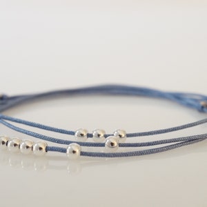 Bracelet nylon pearl 925 silver / gold filled rose minimalist bracelet friendship bracelet delicately adjustable pearl bracelet sliding knot image 9