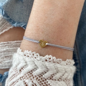 Pulsera con grabado de corazón de 585 14k 333 925 Pulsera de la amistad personalizada Placa de grabado de letras personalizable Pulsera con nombre Inicial
