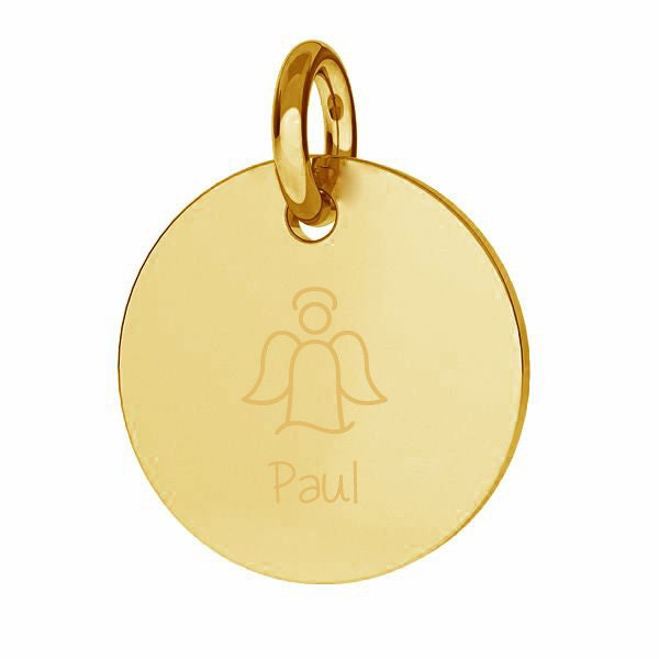 585 Gold Anhänger Gravur Gravurplättchen Geschenk Geburt Taufe Kindername personalisierbar individualisierbar Engel Gravuranhänger für Kette