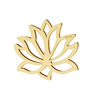 May include: A gold-colored lotus flower pendant with an openwork design. The pendant has a delicate, symmetrical shape with multiple petals. The text "AU 585" is visible on the pendant. The pendant is likely made of gold.