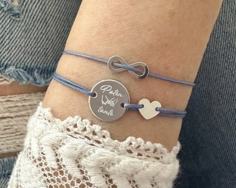 Pulsera grabada, pulsera con nombre, pulsera de la amistad grabada, regalo personalizado de nailon para mejor amiga, dama de honor, madrina, madrina