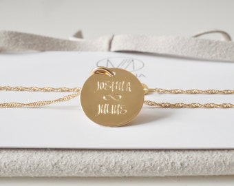 585 14k echt Gold Gravur Kette Plättchen Anhänger individualisierbar filigrane Halskette Gravurplättchen personalisierbar Geburtsblume Charm