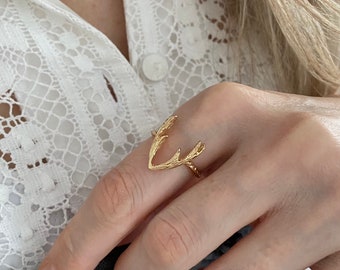 Hirschgeweih Ring vergoldet Tracht Dirndl Trachtenschmuck Hirsch gold