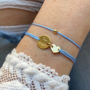 Pulsera de dama de honor de oro 585 o 333, pulsera de amistad con grabado, pulsera personalizable con nombre y letra para niños, pulsera con placa grabada