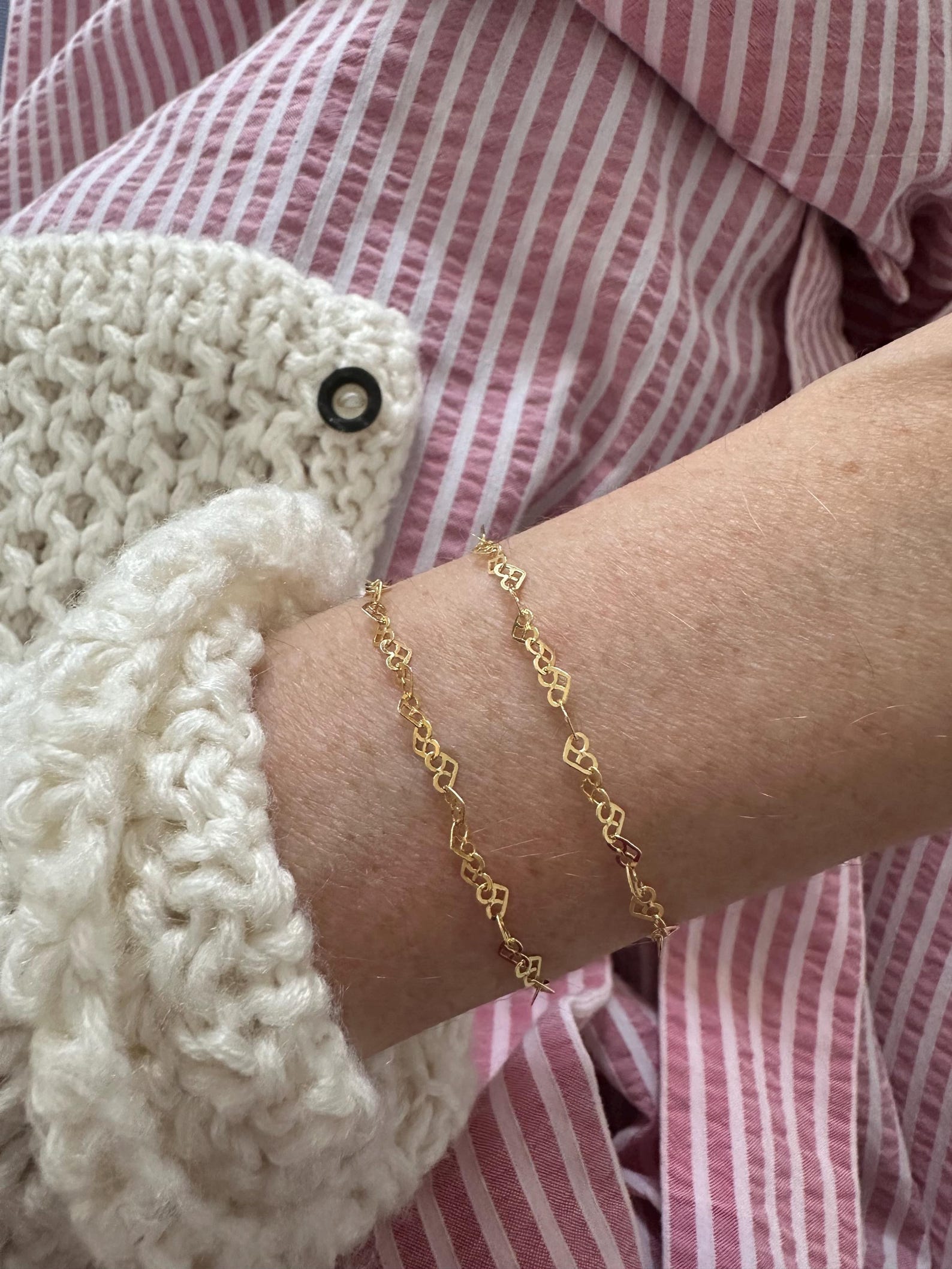 Pretzel bracelet, 926 silver, gold-plated chain, traditional costume, dirndl, traditional jewelry, Oktoberfest, adjustable bracelet, heart-shaped bracelet