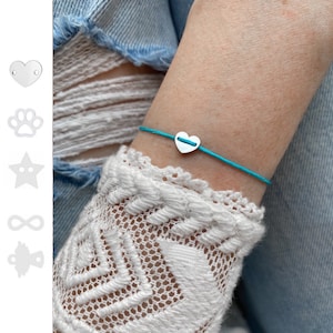 Pulsera de corazón con nudo corredizo, pulsera de nailon ajustable, delicada pulsera de la amistad, cadena de brazo minimalista, regalo para novia, pulsera de la amistad con amor