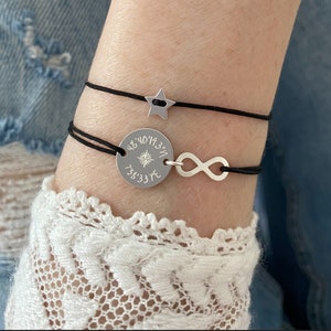 Infinity bracelet with engraving plate friendship bracelet coordinates engraving plate gift girlfriend bracelet engraving engraving bracelet GPS
