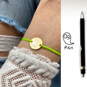 Pulsera de la amistad con grabado de escritura a mano para niños, pulsera con nombre grabado, placa de grabado, pulsera personalizada con nombre de niño de nailon
