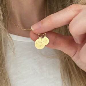 585 Gold Anhänger Gravur Gravurplättchen Geschenk Geburt Taufe Kindername personalisierbar individualisierbar Gravuranhänger für Kette Name Bild 5