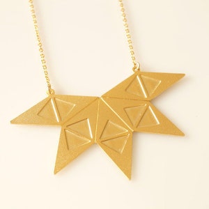 Geometric chain diamond gold plated statement image 2