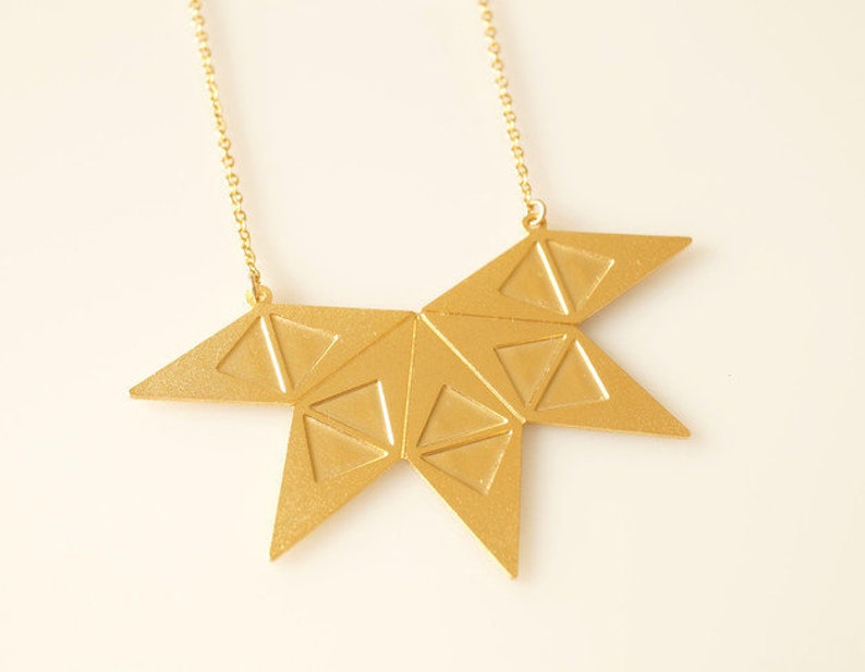 Geometric chain diamond gold plated statement image 2