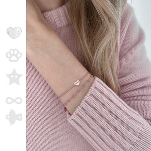 Pulsera personalizada de nailon con nudo corredizo, corazón, estrella, infinito, pulsera de la amistad, regalo ajustable, pulsera de la amistad