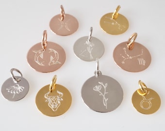 Personalized engraved pendant, customized engraving plate, pendant, chain pendant, logo, symbol, name charm, initial, heart