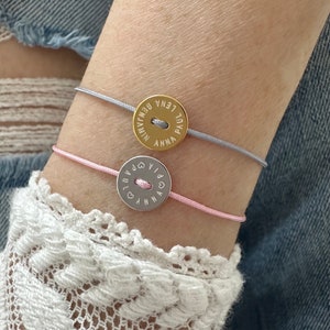 Pulsera de la amistad, pulsera de nailon con grabado de nudo corredizo, pulsera con nombre, pulsera familiar personalizada, regalo para novia, nombres de niños, grabado
